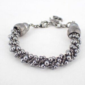 Chanel 2017A gunmental silver bracelet (18cm) with "pearl" and adjustable clasp